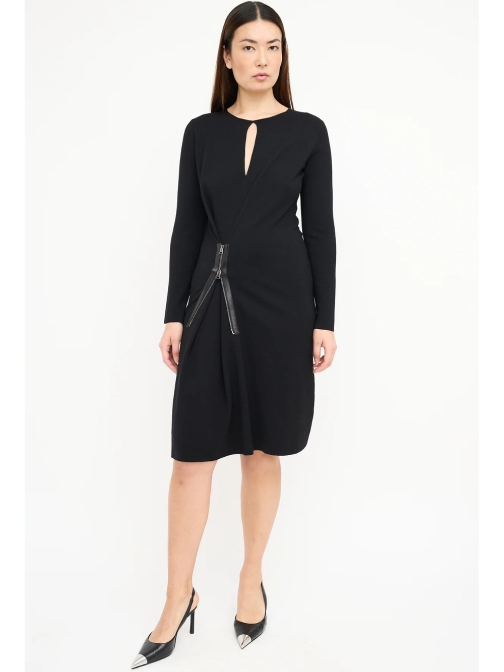 Tom Ford Black Long-Sleeve Wool Dress Medium